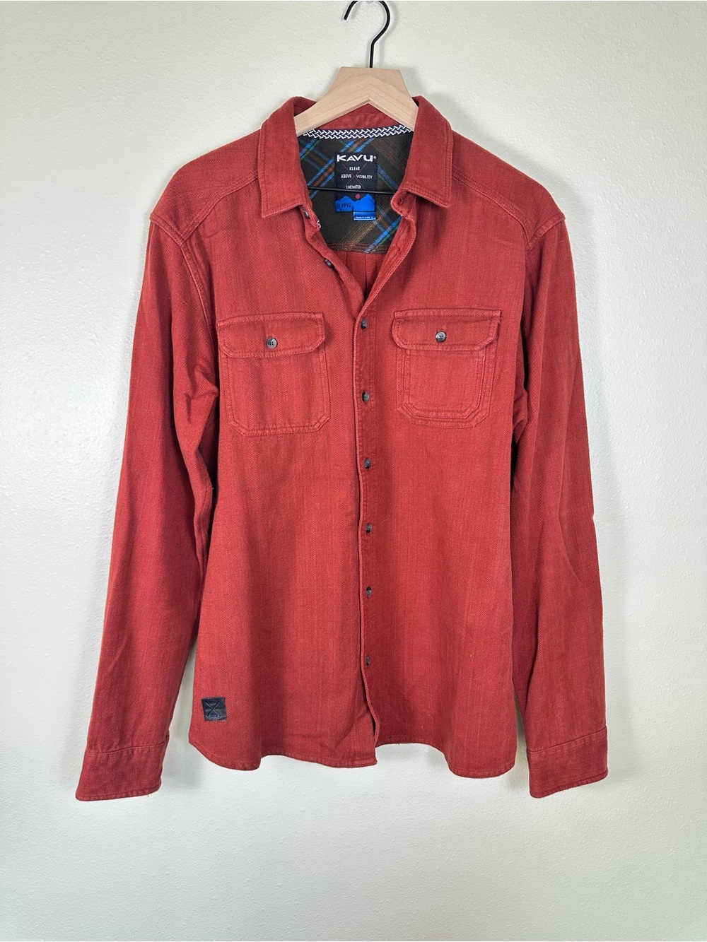 KAVU Men's Large Granola Outdoor Hipster Franklin Button Down Flannel Shirt